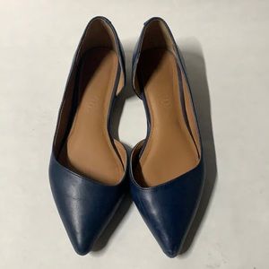 Aldo Navy Blue Leather Pointed Flats